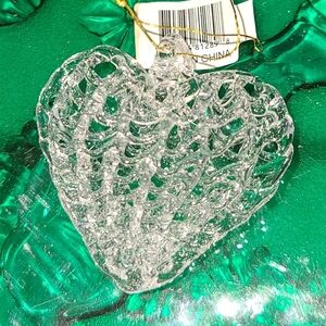 1 1/2" Spun Glass Heart Glass Christmas Ornaments - 12 Pc (6 Total Boxes)